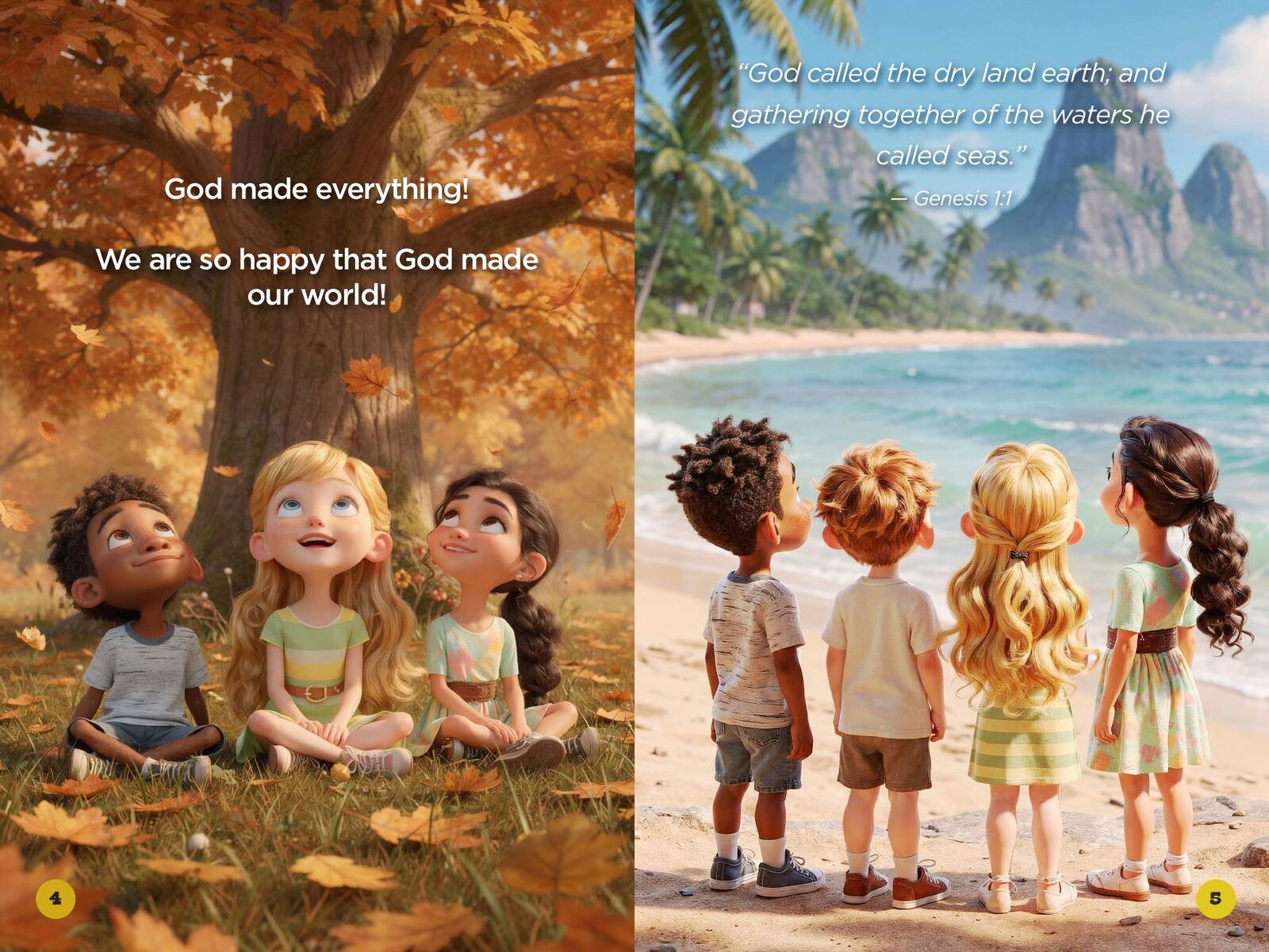 How Did God Make the World, Sun, Moon, and Stars?: page spread 2 from inside the book