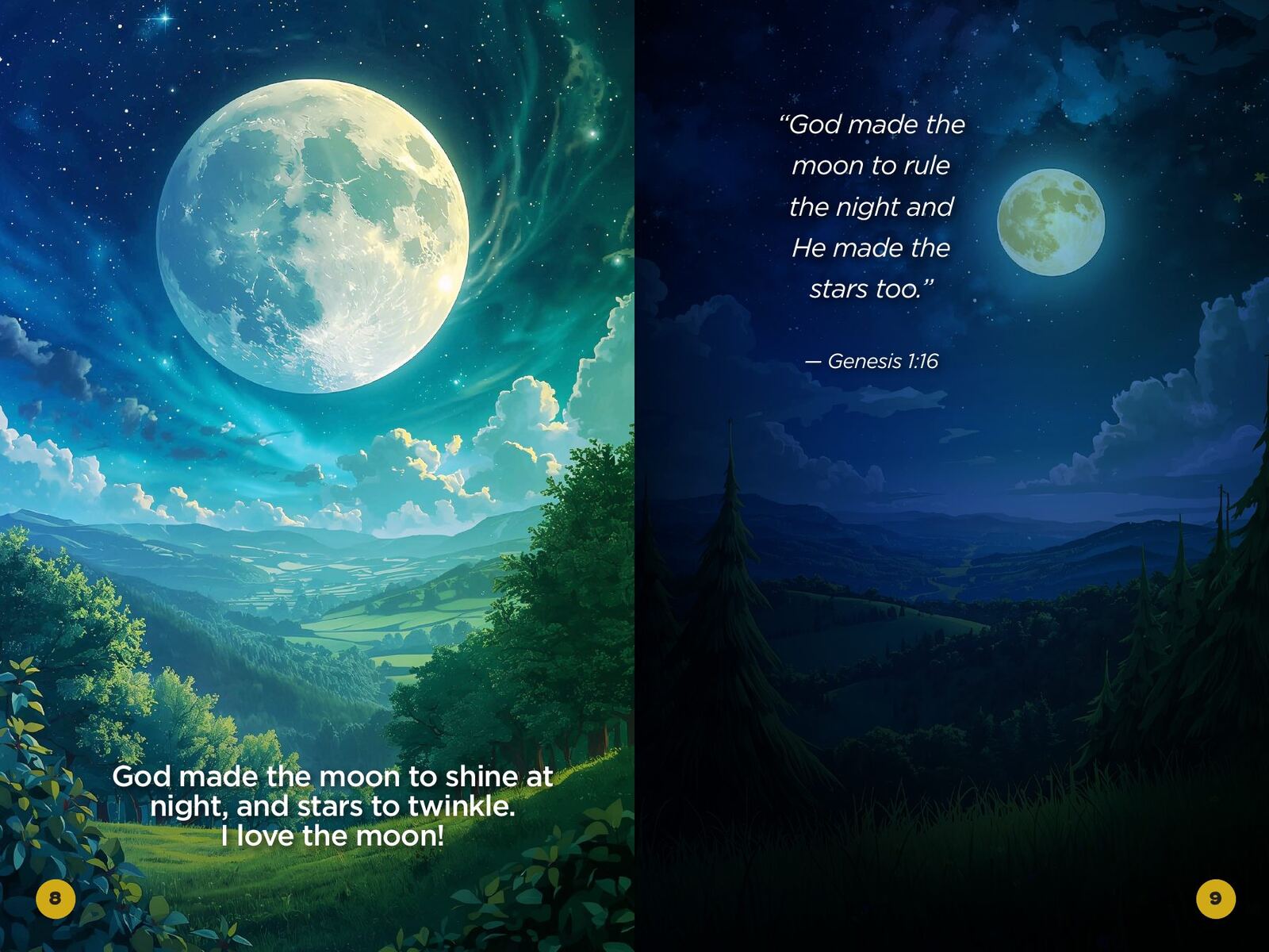 How Did God Make the World, Sun, Moon, and Stars?: page spread 3 from inside the book