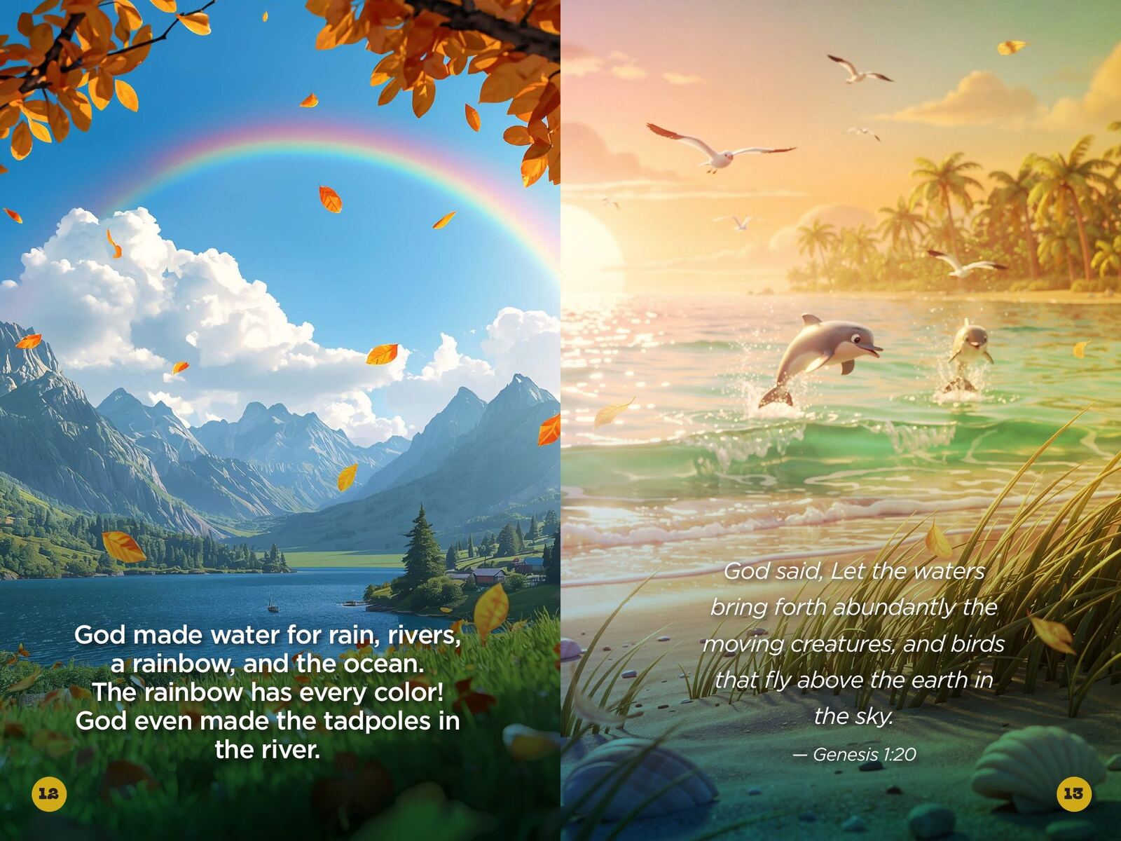 How Did God Make the World, Sun, Moon, and Stars?: page spread 4 from inside the book